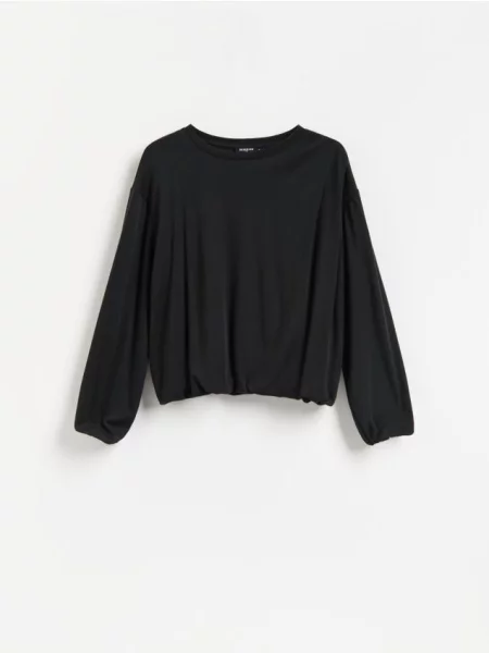 Reserved Tricou cu mânecă lungă cu conținut ridicat de modal negru