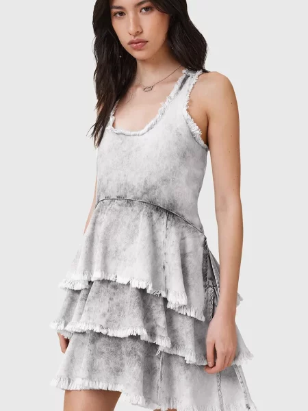 Сукня AllSaints CAVARLY mini розкльошена сірий