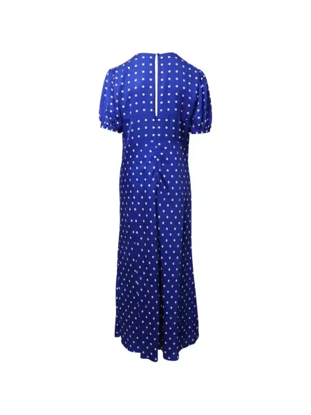 Rochie midi Self-portrait cu buline cu volane albastru