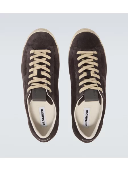 Sneakerși Jil Sander din piele de căprioară gri