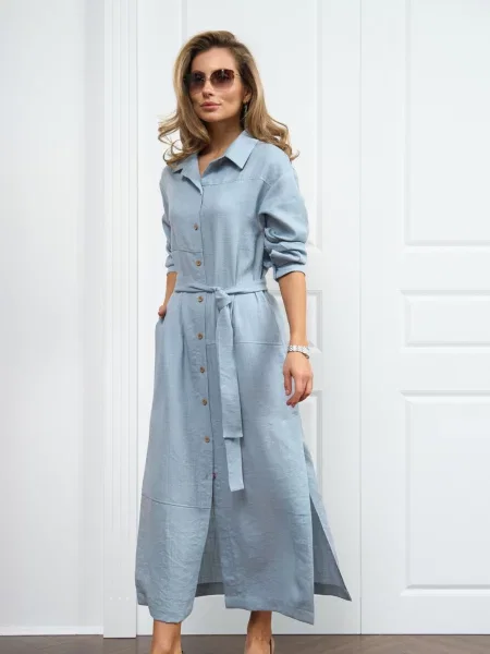 Лляна Сукня міді TrikoBakh блакитний