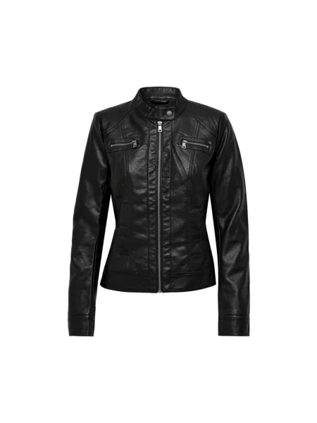 Kurtka z materiału o wyglądzie autentycznej skóry Only czarna