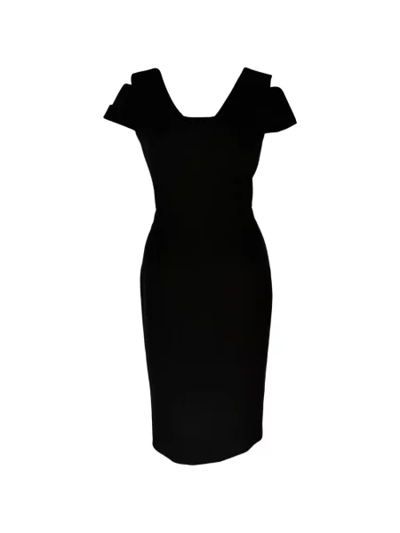 Rochie midi Roland Mouret cu decolteu în V negru