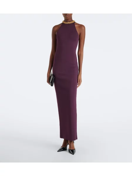 Rochie Balmain tricotate cu gât halter violet