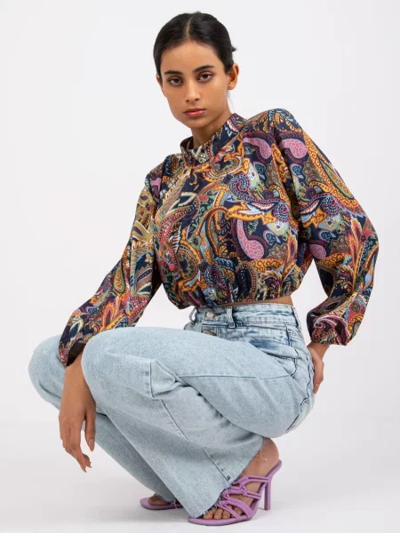 Bluză Fashionhunters biker albastru