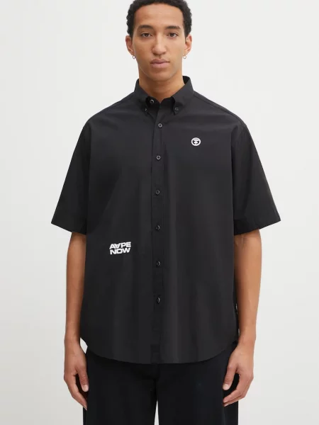 AAPE cămașă din Now cu guler button-down relaxed negru