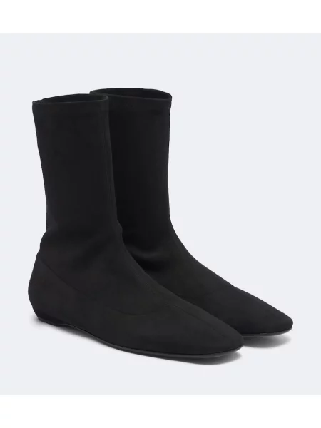Cizme scurte The Row din piele de căprioară negru