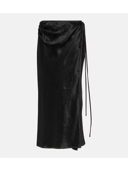 Fustă înfășurată Acne Studios din satin plic negru