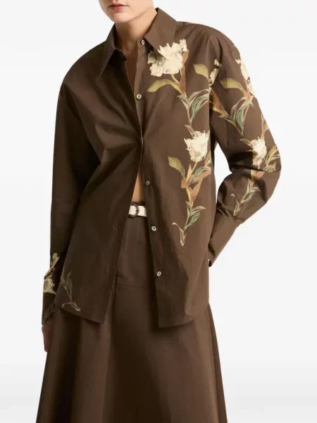 Cămașă Vince cu model floral cu imagine maro