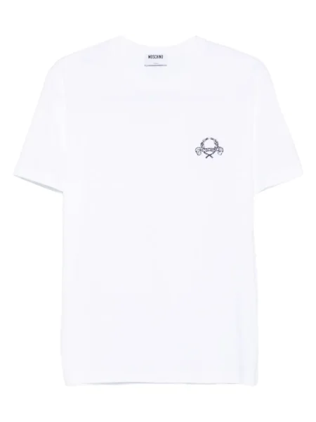 Tricou Moschino cu broderie alb