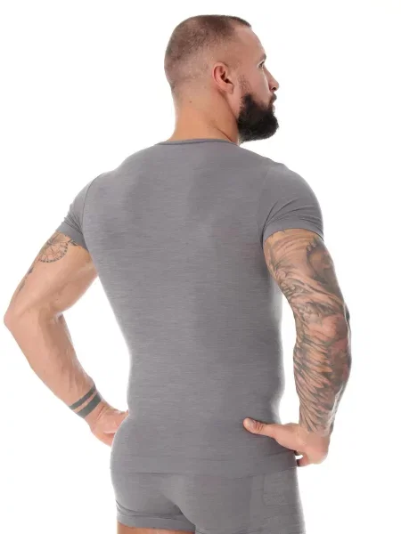 Koszulka z krótkim rękawem Brubeck COMFORT WOOL szara