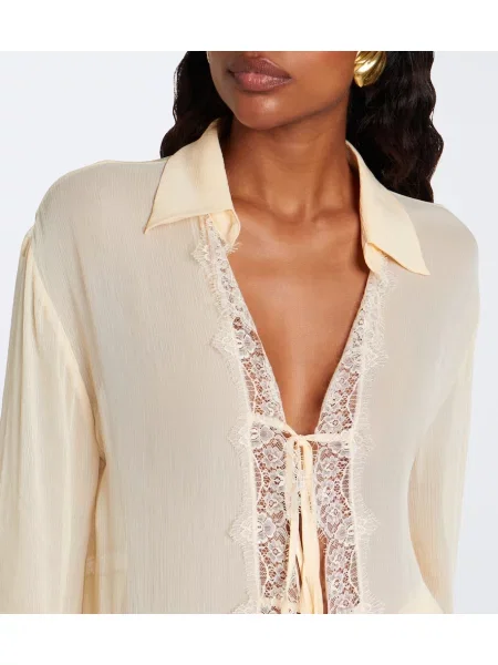 Bluză Blumarine asimetrică din dantelă roz