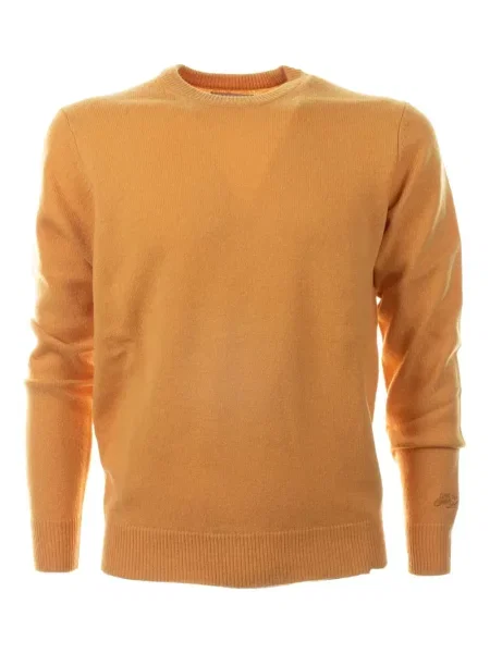 Pulover Mc2 Saint Barth cu broderie cu decolteu rotund maro