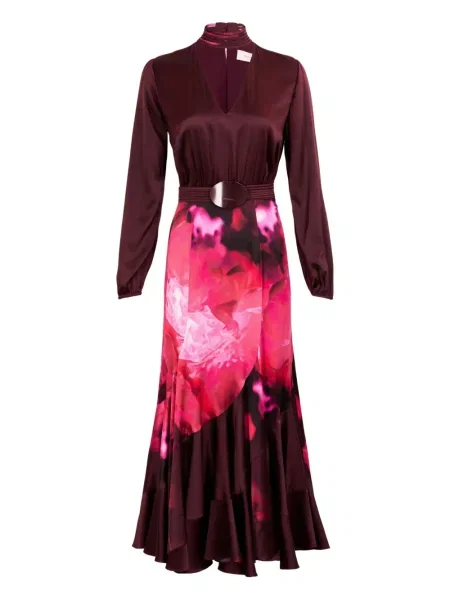 Rochie midi Silvia Tcherassi cu model floral cu imagine până la genunchi roșu
