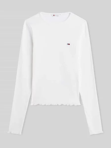 Bluzka z długim rękawem o kroju slim fit z mieszanki bawełny Tommy Jeans beżowa