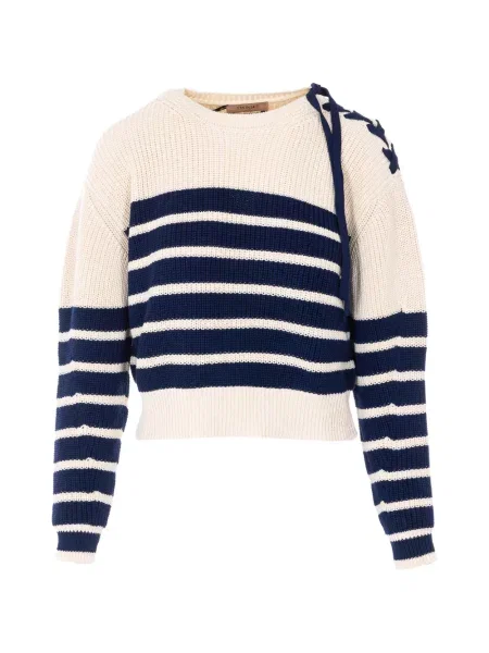Pulover Twinset cu dungi din dantelă