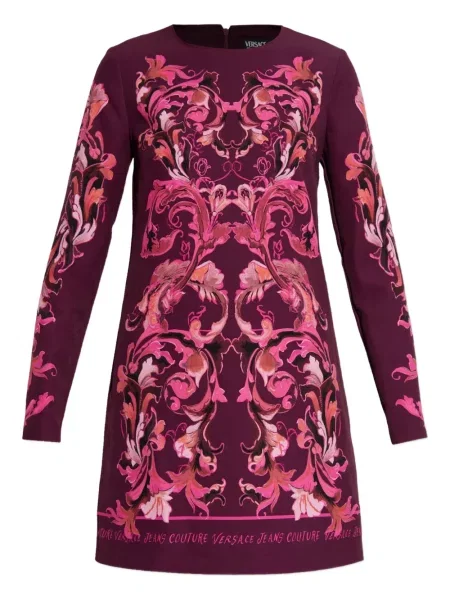 Rochie din denim Versace Jeans Couture lungă de costum roz