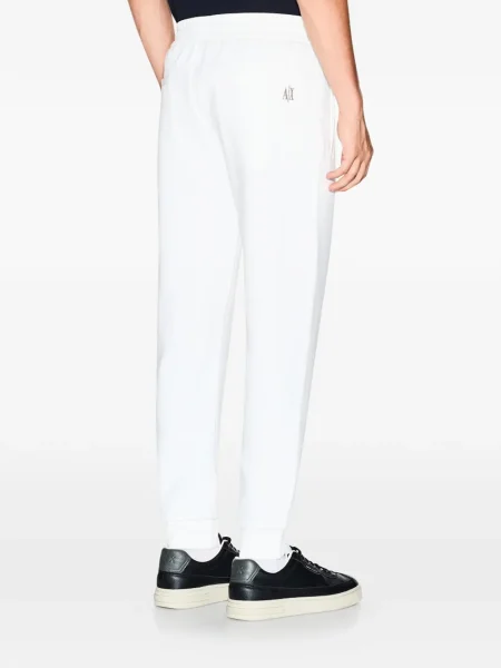 Pantaloni Armani Exchange cu broderie alergare alb