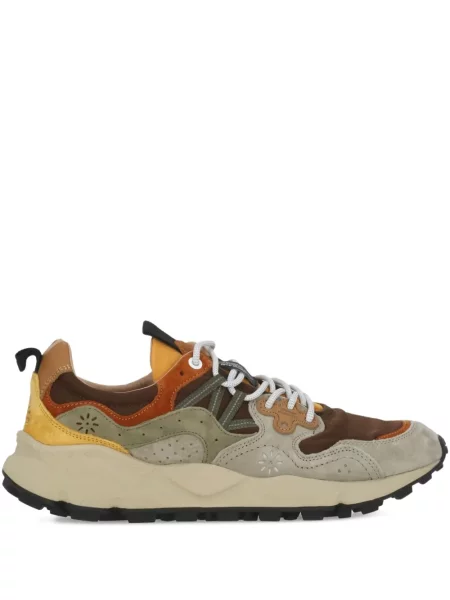 Sneakerși Flower Mountain din piele cu model floral gri