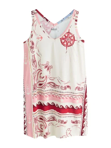 Next Rochie de plaja roz / sângeriu / roşu închis / natural alb