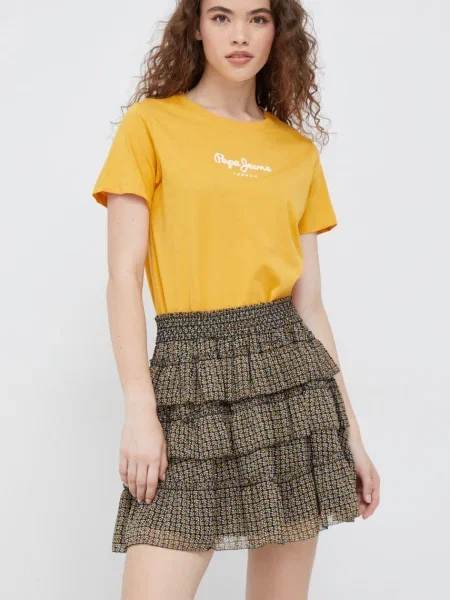Suknja Pepe Jeans mini širi se prema dolje zelena