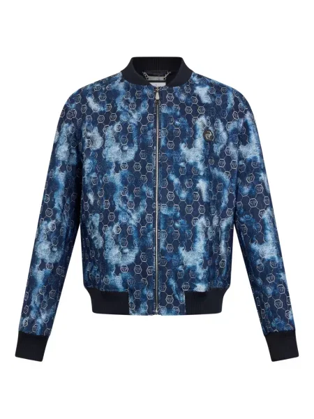 Geacă bomber Philipp Plein din jacard albastru