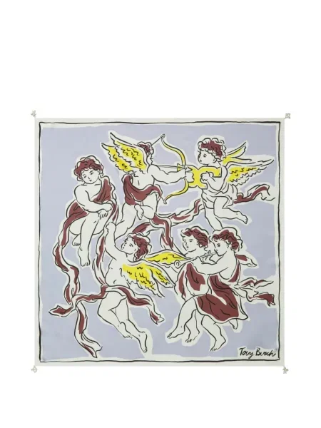 Fular Tory Burch de mătase gri