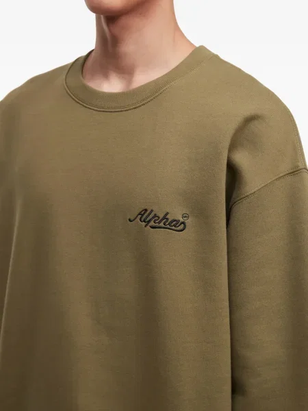 Hanorac crewneck Alpha Industries cu broderie verde
