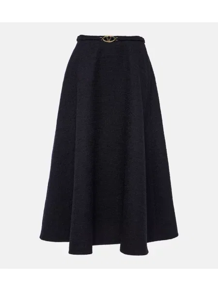Fustă midi Valentino din tweed până la genunchi albastru