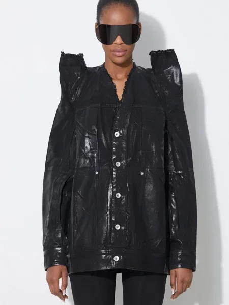 Rick Owens geaca jeans Denim Jacket Tec Worker femei de tranzitie negru