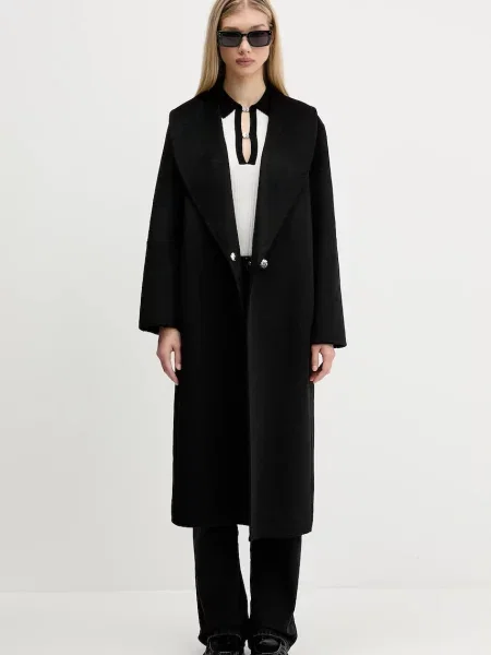Plašč z volno HUGO črna