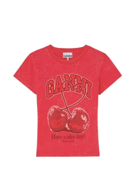 Tricou Ganni cu imagine roșu