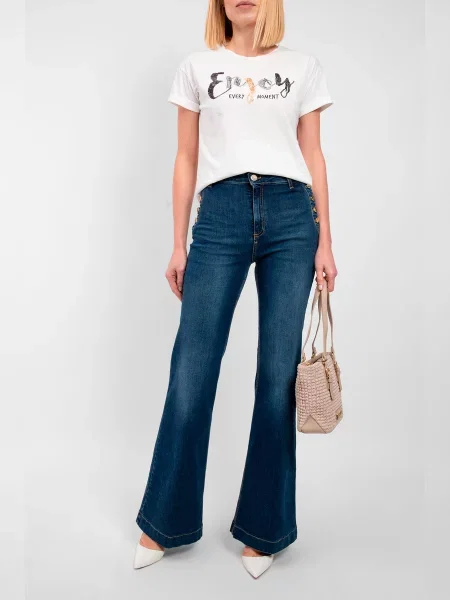 KOCCA Джинси кльош Бавовна/еластан синій