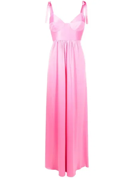 Sukienka maxi Lethicia Bronstein z kokardką garniturowa na ramiączkach różowa
