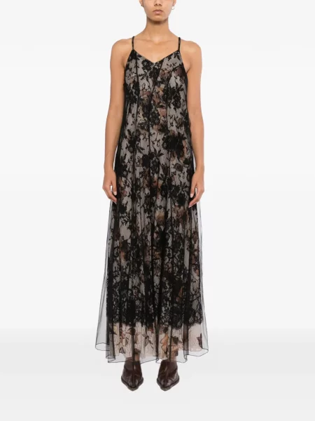 Rochie Quetsche cu model floral din tul negru