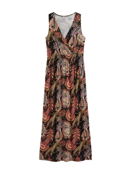 Bonprix Rochie nisipiu / verde / portocaliu negru