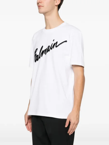 Tricou Balmain cu broderie alb