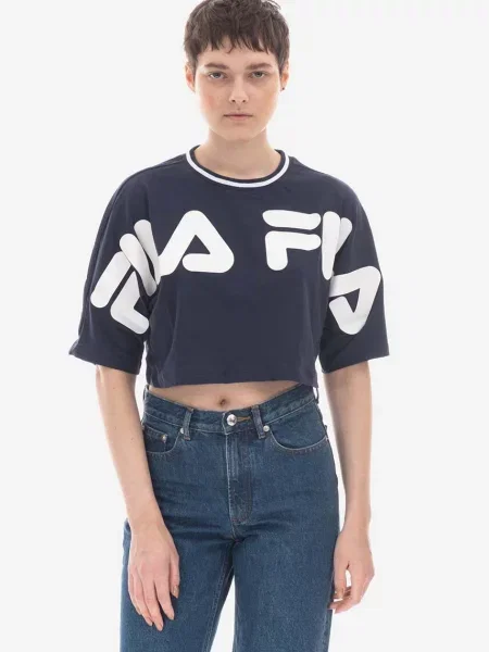 Kratka majica Fila Barr Cropped Wide Tee modra