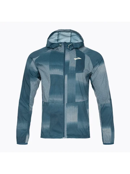 Мъжко яке за бягане Brooks Canopy indigo rush/altitude print синьо
