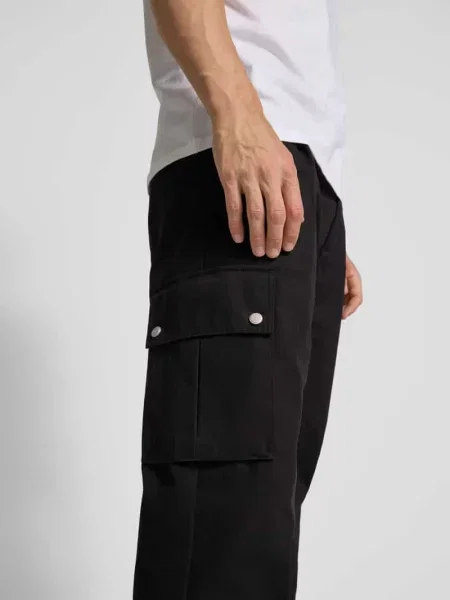 Spodnie cargo o kroju regular fit z wpuszczanymi model ‘Graysen’ Hugo czarne