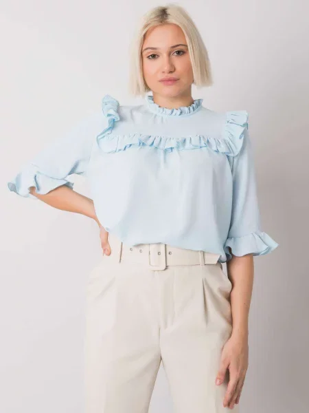 Bluză Fashionhunters cu glugă albastru