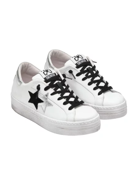 Sneakersy 2star skórzane na platformie białe