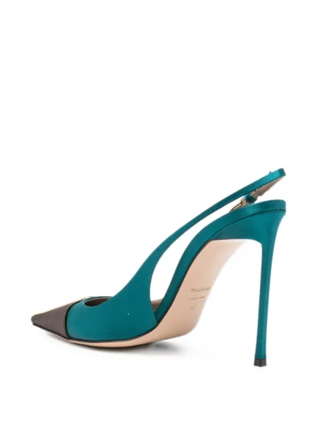 Pantofi cu toc Tom Ford din satin slingback verde