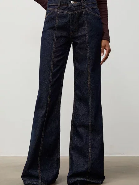Answear.LAB jeansy wide leg granatowe