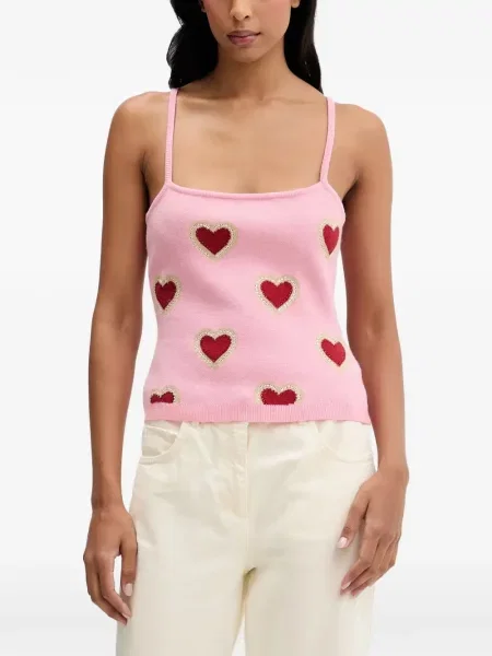 Top Never Fully Dressed cu motiv cu inimi roz