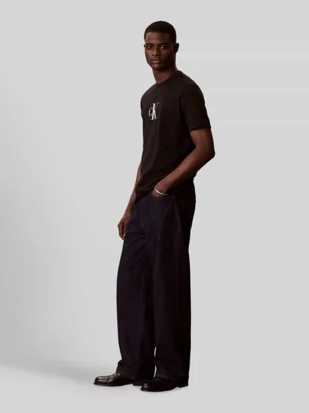 T-shirt z okrągłym dekoltem i logo Ck Calvin Klein czarna