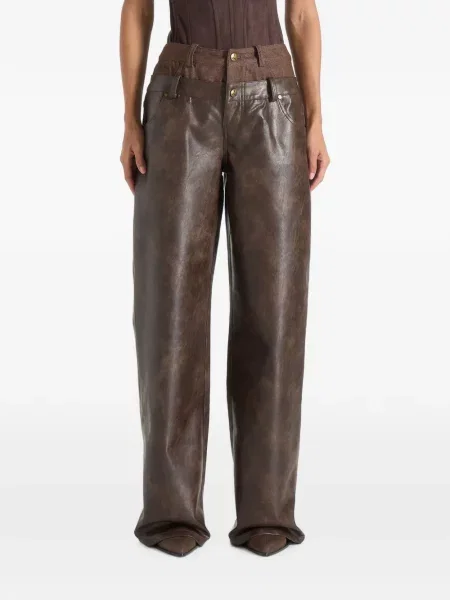 Pantaloni Manière De Voir din piele maro