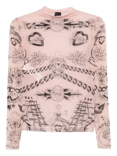 Bluzka Pinko z nadrukiem z siateczką