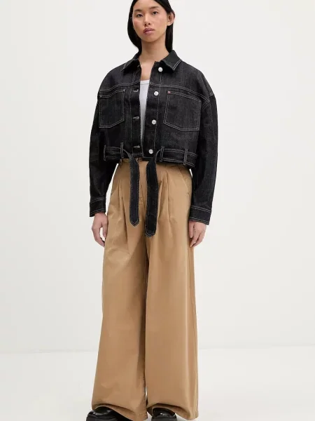 Tommy Jeans spodnie szerokie high waist zielony