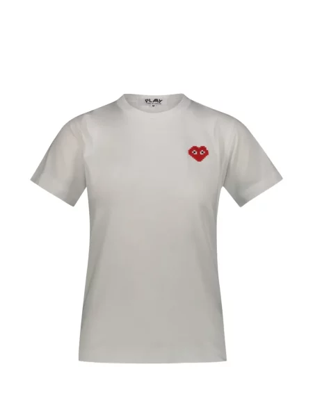 Tričko Comme Des Garçons Play se srdcovým vzorem bílé